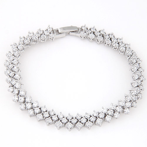 Cubic Zirconia Bracelet, Brass, with Cubic Zirconia, platinum plated, clear, lead & cadmium free, 8mm, Sold Per Approx 6.3 Inch Strand