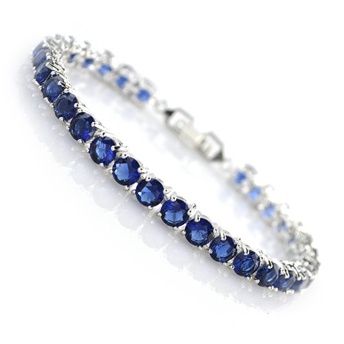 Cubic Zirconia Bracelet Brass with Cubic Zirconia platinum plated blue lead & cadmium free 7mm Sold Per Approx 6.69 Inch Strand