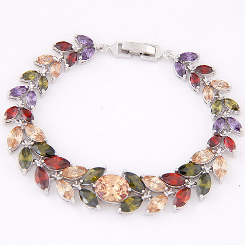 Cubic Zirconia Bracelet Brass with Cubic Zirconia platinum plated faceted multi-colored nickel lead & cadmium free Sold Per Approx 6.69 Inch Strand