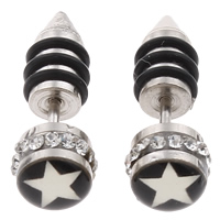 Stainless Steel Ear Piercing Jewelry, with Rubber, different designs for choice & epoxy gel & with rhinestone, 8x23mm, Sold By Pair