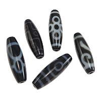 Natural Tibetan Agate Dzi Beads, mixed & two tone, 38x12mm, Hole:Approx 2.5mm, 5PCs/Lot, Sold By Lot