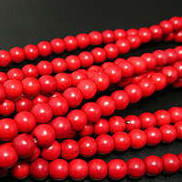 Perles turquoises, turquoise synthétique, Rond, rouge, 8mm, Trou:Environ 2.5mm, Longueur:Environ 15 pouce, 30Strandstoron/lot, 50PC/brin, Vendu par lot