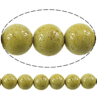 Bone Fossil Beads, Round, tea green, 10mm, Length:Approx 16 Inch, 10Strands/Lot, Approx 39PCs/Strand, Sold By Lot