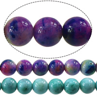 Regenbogen Jade Perle, rund, keine, 8mm, Bohrung:ca. 1mm, Länge:ca. 16 ZollInch, 10SträngeStrang/Menge, 50PCs/Strang, verkauft von Menge