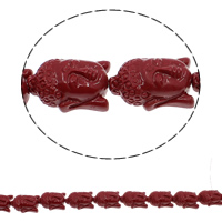 Buddha Beads, Coral, Buddhist jewelry, deep red, 15x23x9mm, Hole:Approx 1mm, Length:Approx 10 Inch, 5Strands/Bag, Approx 13PCs/Strand, Sold By Bag