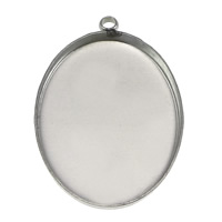 Stainless Steel Pendant Setting Flat Oval original color Approx 2mm Inner Approx Sold By Lot