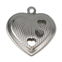 Stainless Steel Heart Pendants, hollow, original color, 15x17x3mm, Hole:Approx 1mm, 500PCs/Lot, Sold By Lot