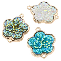 Resin Tibetan Style Connector, with Resin, Flower, gold color plated, different size for choice & colorful plated & 1/1 loop, mixed colors, nickel, lead & cadmium free, Hole:Approx 2mm, 10PCs/Bag, Sold By Bag