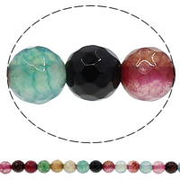 Geknister Achat Perle, rund, verschiedene Größen vorhanden & facettierte, farbenfroh, Bohrung:ca. 1mm, Länge ca. 15 ZollInch, verkauft von Menge