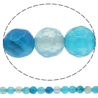 Crackle Agate Bead, Runde, forskellig størrelse for valg & facetteret, blå, Hole:Ca. 1mm, Længde Ca. 15 inch, Solgt af Lot