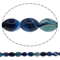 Natürliche Streifen Achat Perlen, oval, blau, 12x16mm, Bohrung:ca. 1mm, Länge:ca. 15 ZollInch, 10SträngeStrang/Menge, ca. 25PCs/Strang, verkauft von Menge