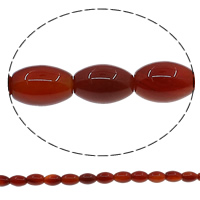 Koraliki z naturalnego czerwonego agatu, Agat czerwony, Owal, 8x12mm, otwór:około 1mm, długość około 15 cal, 10nici/wiele, około 33komputery/Strand, sprzedane przez wiele