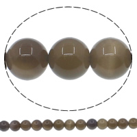 Prirodni Grey ahat perle, Siva Agate, Krug, različite veličine za izbor, Rupa:Približno 1mm, Dužina Približno 15 inčni, Prodano By Lot