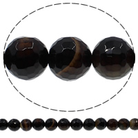 Natural Coffee Agate perler, Kaffe Agate, Runde, forskellig størrelse for valg & facetteret, Hole:Ca. 1mm, Længde Ca. 15 inch, Solgt af Lot