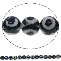 Natuurlijke Tibetaanse Agaat Dzi Beads, Ronde, gefacetteerde, 8mm, Gat:Ca 1mm, Lengte Ca 15 inch, 10strengen/Lot, Ca 48pC's/Strand, Verkocht door Lot