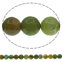 Feuerachat Perle, rund, verschiedene Größen vorhanden & facettierte, grün, Bohrung:ca. 1mm, Länge:ca. 15 ZollInch, verkauft von Menge