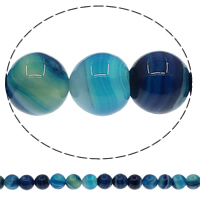 Natürliche Streifen Achat Perlen, rund, verschiedene Größen vorhanden, blau, Bohrung:ca. 1mm, Länge:ca. 15 ZollInch, verkauft von Menge