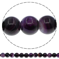Natürliche Streifen Achat Perlen, rund, verschiedene Größen vorhanden, violett, Bohrung:ca. 1mm, Länge:ca. 15 ZollInch, verkauft von Menge