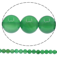 Φυσικά Χάντρες Πράσινη Agate, Γύρος, διαφορετικό μέγεθος για την επιλογή, Grade A, Τρύπα:Περίπου 1mm, Μήκος Περίπου 15 inch, Sold Με Παρτίδα
