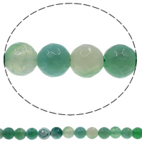 Fire Agate Bead, Runde, forskellig størrelse for valg & facetteret, grøn, Hole:Ca. 1mm, Længde Ca. 15.3 inch, Solgt af Lot
