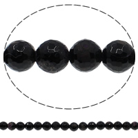 Feuerachat Perle, rund, facettierte, schwarz, 10mm, Bohrung:ca. 1mm, Länge ca. 15.3 ZollInch, 10SträngeStrang/Menge, ca. 38PCs/Strang, verkauft von Menge