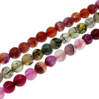 Fire Agate Beads, Round, faceted, more colors for choice, 8mm, Hole:Approx 1mm, Length:Approx 15.3 Inch, 10Strands/Lot, Approx 48PCs/Strand, Sold By Lot