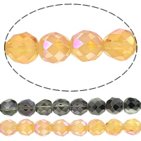 Perles de cristal rondes , semi-plaqué, facettes & givré, couleurs mélangées, 10mm, Trou:Environ 1mm, Longueur:Environ 15.5 pouce, 5Strandstoron/lot, Environ 40PC/brin, Vendu par lot