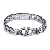 Stainless Steel Bracelet, curb chain & blacken, 11x6mm, Length:Approx 8 Inch, 2Strands/Lot, Sold By Lot