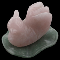 Rose Quartz Decoration, with Green Quartz, Mandarin Duck, different size for choice, Sold By Set