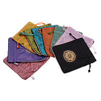 Satijn Koord Bag, met Nylon Koord, Rechthoek, het drukken, gemengde kleuren, 129x152x6mm, 120pC's/Lot, Verkocht door Lot