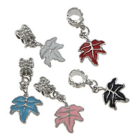 European Style Zinc Alloy Dangle Beads Leaf platinum color plated without troll & enamel nickel lead & cadmium free 29mm  Approx 5mm Sold By Lot