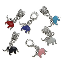 European Style Zinc Alloy Dangle Beads Elephant platinum color plated without troll & enamel nickel lead & cadmium free 23mm  Approx 5mm Sold By Lot