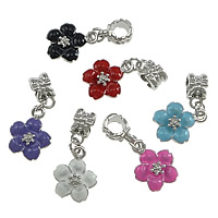 European Style Zinc Alloy Dangle Beads Flower platinum color plated without troll & enamel nickel lead & cadmium free 29mm  Approx 5mm Sold By Lot