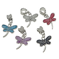 European Style Zinc Alloy Dangle Beads Dragonfly platinum color plated without troll & enamel nickel lead & cadmium free 29mm  Approx 5mm Sold By Lot