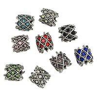 Zinc Alloy European Beads Column silver color plated without troll & with rhinestone & blacken nickel lead & cadmium free Approx 5mm Sold By Lot