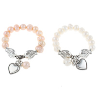Freshwater Cultured Pearl Bracelet Freshwater Pearl with Zinc Alloy antique silver color plated 10-11mm  Sold Per Approx 6.5 Inch Strand