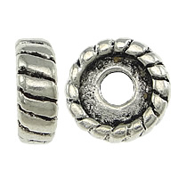 Messing spacer perler, Rondelle, antik sølv farve forgyldt, nikkel, bly & cadmium fri, 3x8mm, Hole:Ca. 2mm, 200pc'er/Lot, Solgt af Lot