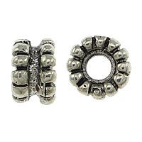 Brass Large Hole Bead, Column, antique silver color plated, nickel, lead & cadmium free, 4x6mm, Hole:Approx 3mm, 200PCs/Lot, Sold By Lot