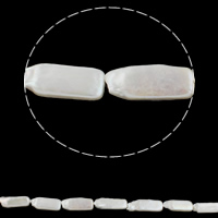 Barock kultivierten Süßwassersee Perlen, Natürliche kultivierte Süßwasserperlen, Rechteck, natürlich, weiß, 10-11mm, Bohrung:ca. 0.8mm, verkauft per ca. 15.7 ZollInch Strang