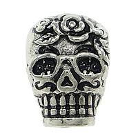 Tibetan Style European Bead, Skull, antique silver color plated, without troll, nickel, lead & cadmium free, 9x12x9mm, Hole:Approx 5mm, 100PCs/Lot, Sold By Lot