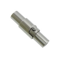 Stainless Steel Magnetska kopča, Nehrđajući čelik, Cijev, izvorna boja, 17x5.50mm, Rupa:Približno 2mm, Prodano By PC