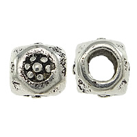 Brass Large Hole Bead, Cube, antique silver color plated, nickel, lead & cadmium free, 6x6mm, Hole:Approx 3mm, 100PCs/Lot, Sold By Lot