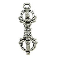 Buddhist Jewelry Pendant, Brass, Vajra, antique silver color plated, nickel, lead & cadmium free, 11x31x9mm, Hole:Approx 3mm, 30PCs/Lot, Sold By Lot
