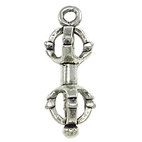 Buddhist Jewelry Pendant, Brass, Vajra, antique silver color plated, nickel, lead & cadmium free, 11x29x10mm, Hole:Approx 3mm, 30PCs/Lot, Sold By Lot