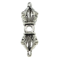 Buddha Beads, Brass, Vajra, antique silver color plated, nickel, lead & cadmium free, 11x28x11mm, Hole:Approx 3mm, 30PCs/Lot, Sold By Lot