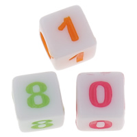 Broj akril perla, s brojem uzorkom & mješovit & jednobojnu, 6mm, Rupa:Približno 3mm, Približno 5000računala/Torba, Prodano By Torba
