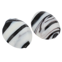 Perles murano faites à la main , chalumeau, ovale, noire, 24x30x12mm, Trou:Environ 2.5mm, 100PC/sac, Vendu par sac
