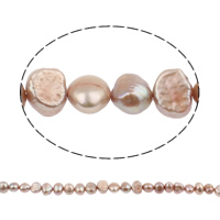 Barocco coltivate in acqua dolce Perla, perla d'acquadolce coltivata naturalmente, viola, 7-8mm, Foro:Appross. 0.8mm, Venduto per Appross. 14.2 pollice filo