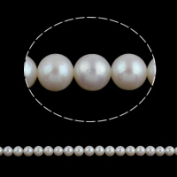 Perlas Redondas Freshwater, Perlas cultivadas de agua dulce, Esférico, natural, Blanco, Grado AA, 8-9mm, agujero:aproximado 0.8mm, Vendido para 15.5 Inch Sarta