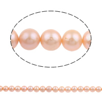 Perlas Redondas Freshwater, Perlas cultivadas de agua dulce, Esférico, natural, Rosado, 9-10mm, agujero:aproximado 0.8mm, Vendido para 15.5 Inch Sarta
